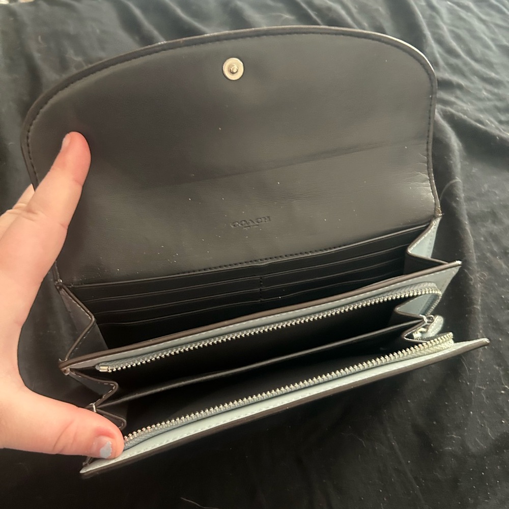 Coach pale blue Leather Wallet and purse set